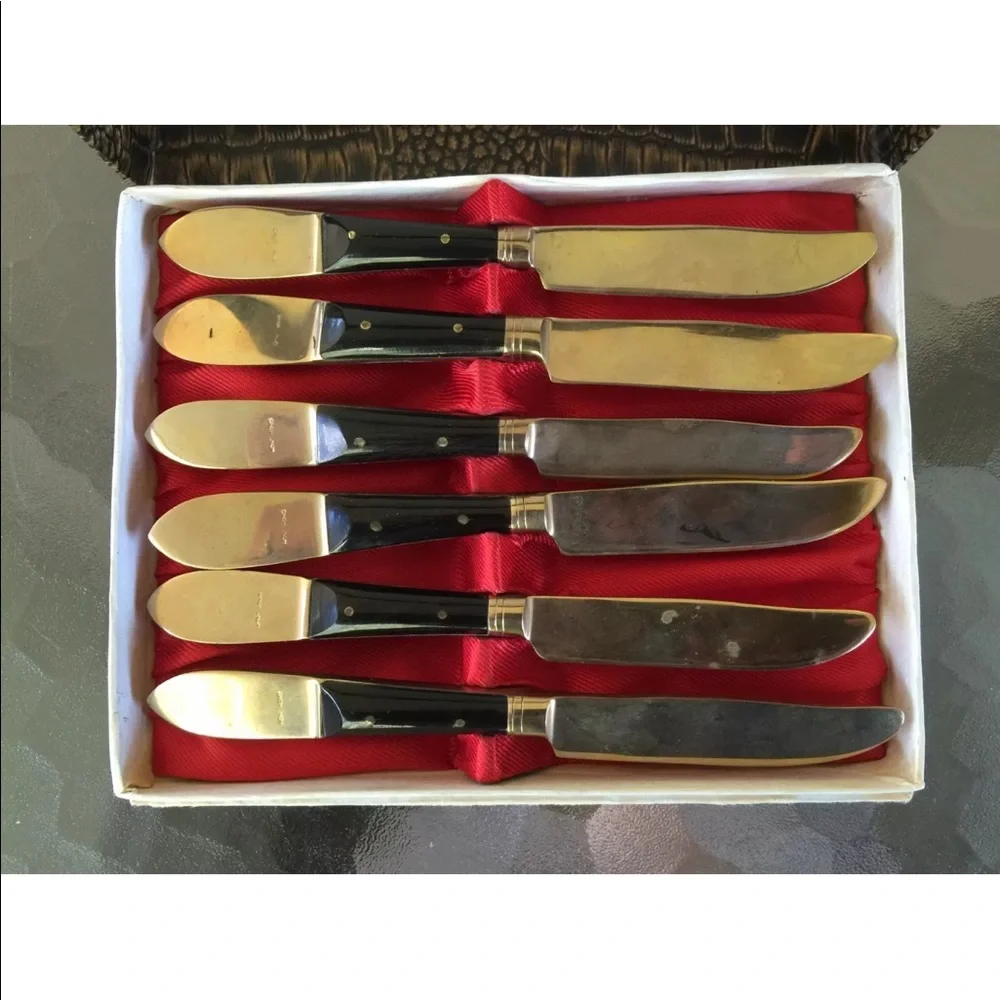 Vintage Onyx Mini Appetizer Knives Dinnerware Set